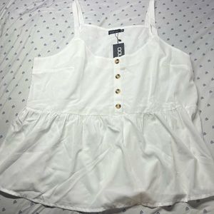 White Flowey tank with buttons